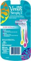 Venus Simply3 Disposable 4-count razors – Back of Package.

