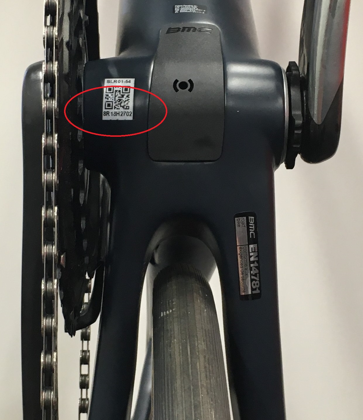 BMC Teammachine SLR01 fork recall model and serial number location example